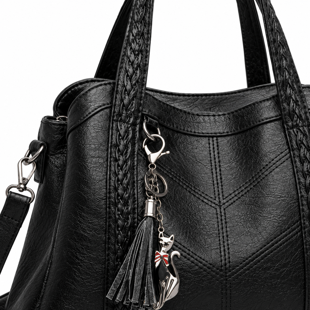 The Merritt Everyday Tote - Black - closure detail