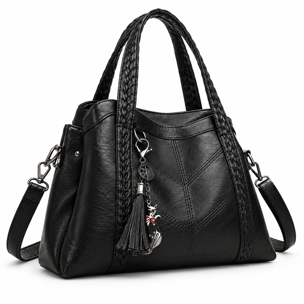 The Merritt Everyday Tote - Black - Distinct front-side perspective