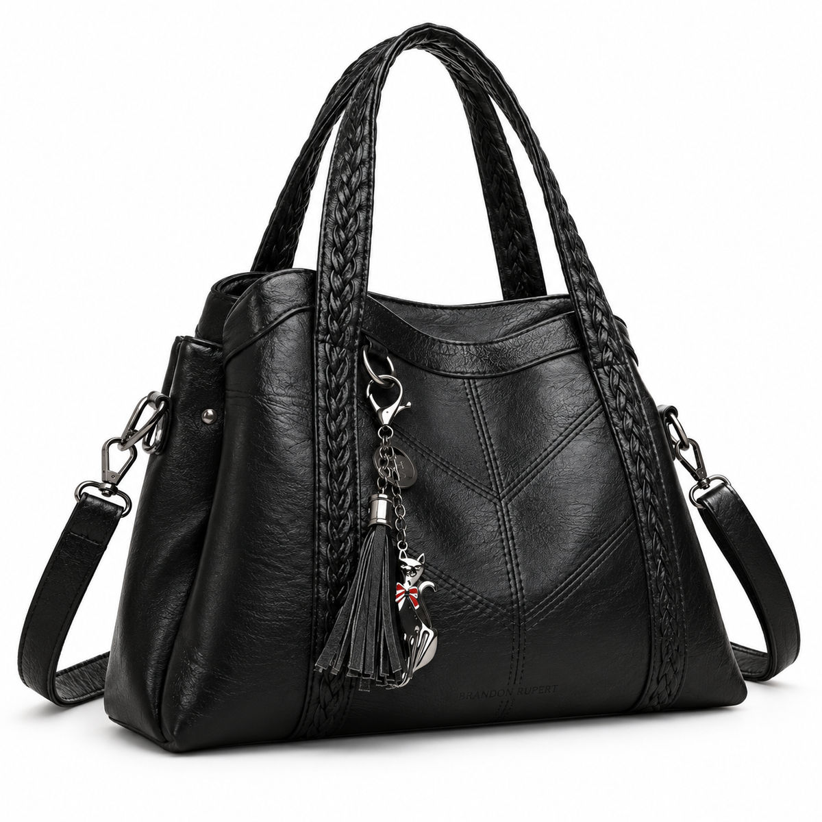The Merritt Everyday Tote - Black - Distinct front-side perspective