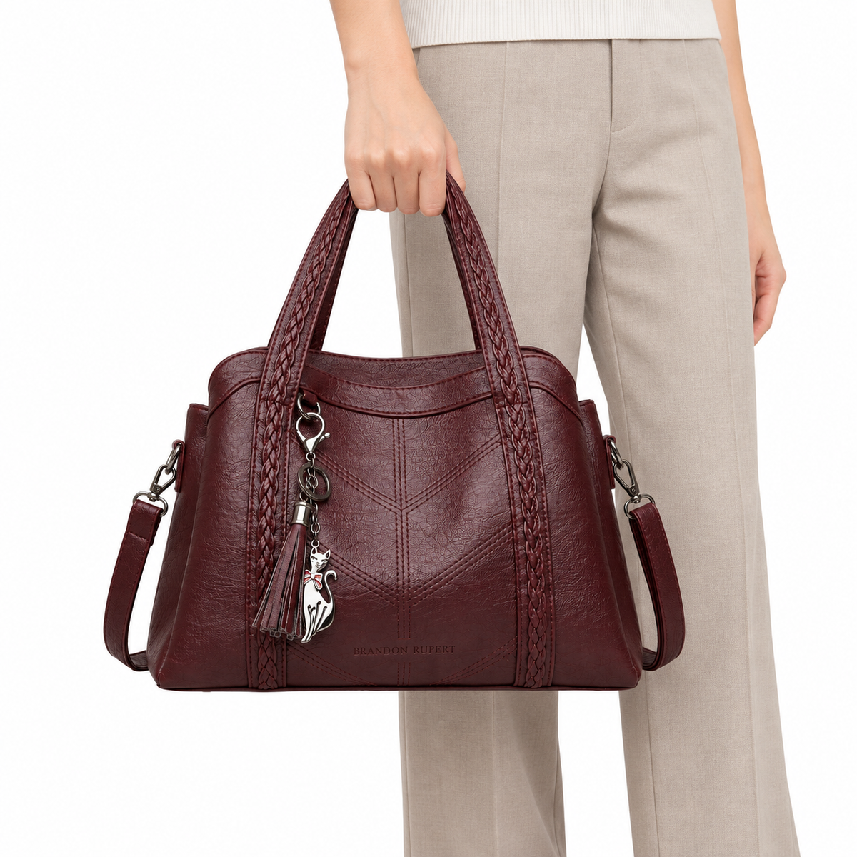 The Merritt Everyday Tote - Wine Red - Wine Red · Carried