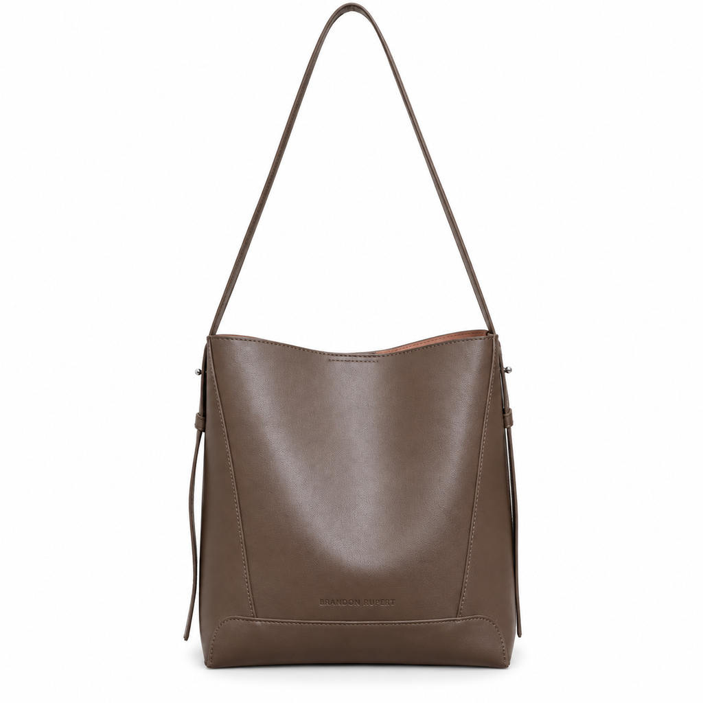 The Rowan Everyday Open-Top Bucket Bag - Dark brown - Main