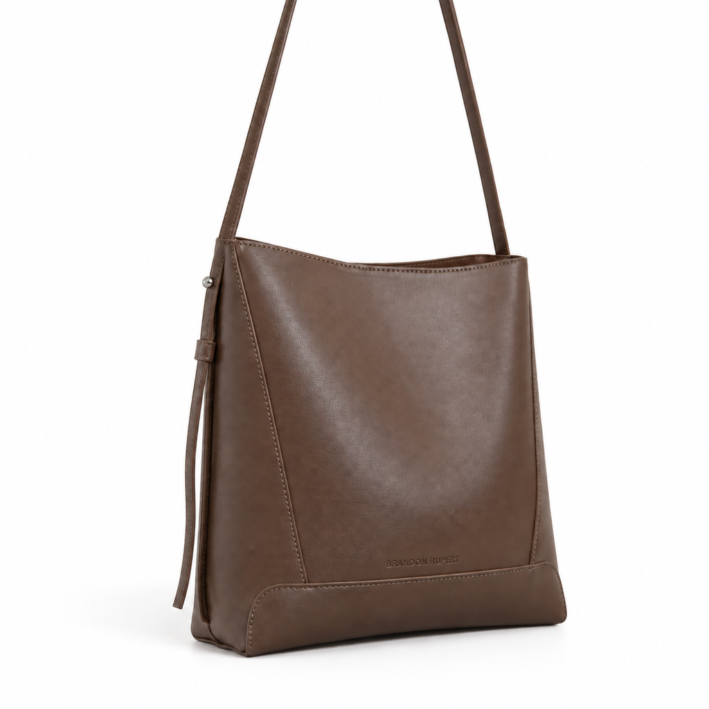 The Rowan Everyday Open-Top Bucket Bag - Dark brown - Detail