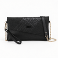The Estelle Foldover Evening Clutch - Black textured - Main