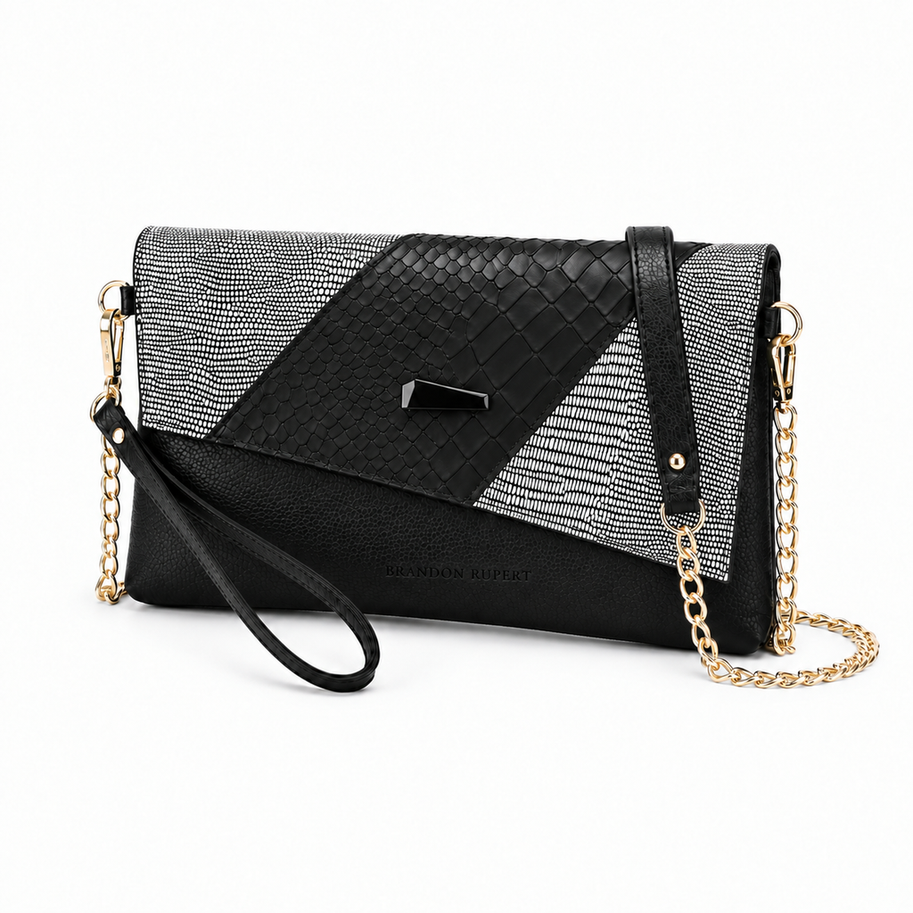 The Estelle Foldover Evening Clutch - White textured - White textured · Three-quarter