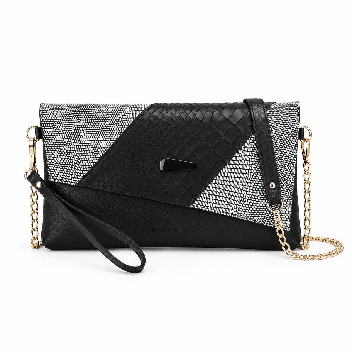 The Estelle Foldover Evening Clutch - White textured - White Lizard · Main