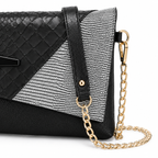 The Estelle Foldover Evening Clutch - White textured - White Lizard · Strap detail